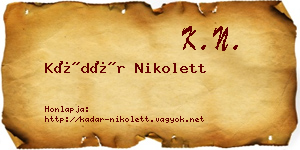 Kádár Nikolett névjegykártya
